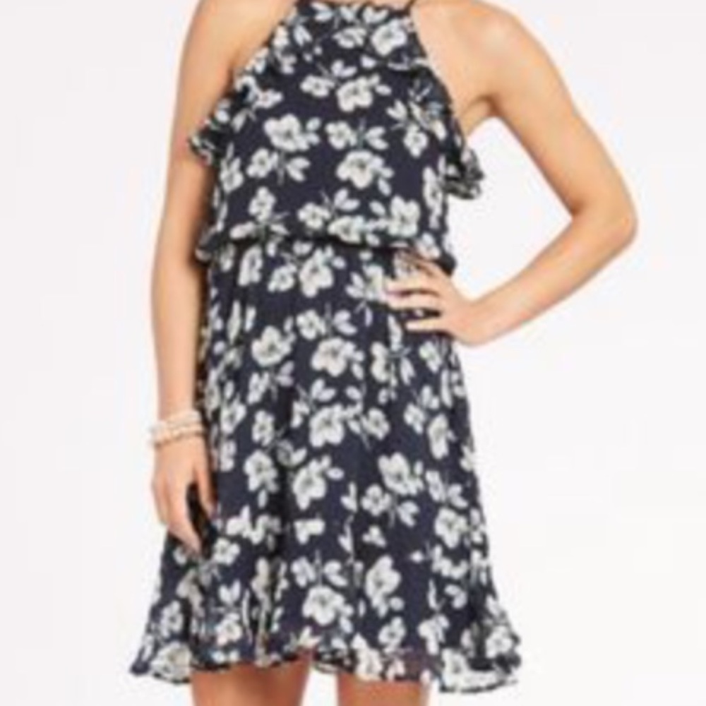 Navy floral Evereve dress